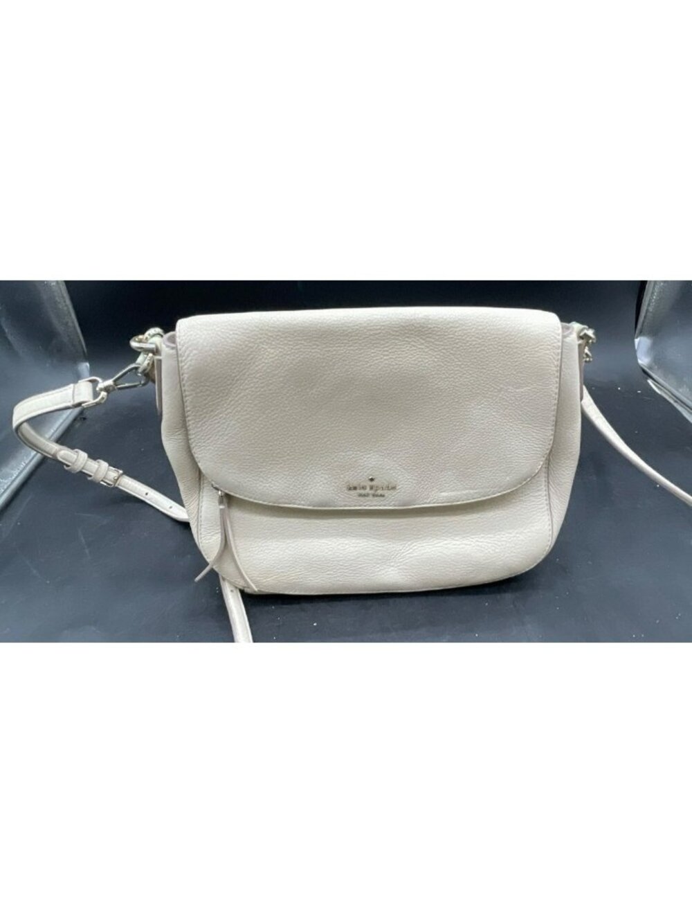 Kate Spade Pebbled Leather Crossbody Bag In Cream With Adjustable Strap